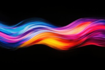 Poster - Colorful, flowing paint streaks against a stark black backdrop, creating a dynamic, vibrant, and abstract composition.