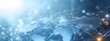 © Five Million Stock - A light blue background with a digital world map and global network connections, representing the concept of international business or connectivity,