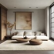 © Five Million Stock - Minimalist, japandi interior design of modern living room.