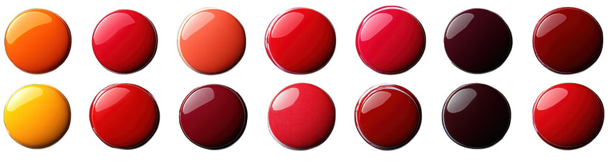 Red circle sticker collection set isolated on white background