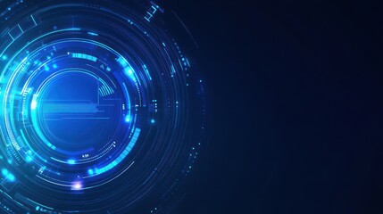 Leinwandbilder - Blue background with UI HUD screen tech system innovation concept template Vector illustration design Abstract geometric vector background with texture from concentric circles