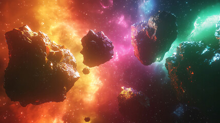 Wall Mural - vibrant and colorful space scene featuring cosmic elements and mystical atmosphere with crystal-like