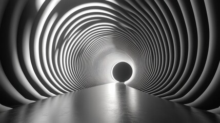 Wall Mural - abstract white circular curves lines donut round pattern black tunnel geometric background with blan