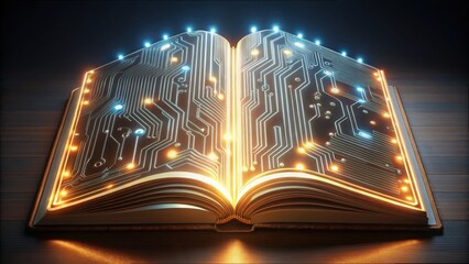 Poster - Circuit Patterns Forming a Book Shape with Electric Elements