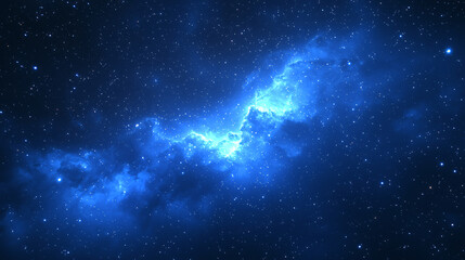 Beautiful blue nebula filled with sparkling stars creating a majestic cosmic scene in the depths of outer space with vibrant colors.