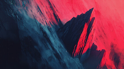 Wall Mural - striking red and black abstract painting with dynamic swirls and intricate patterns capturing the es