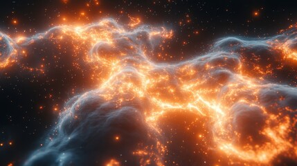 a glowing orange cloud of gas and dust in space