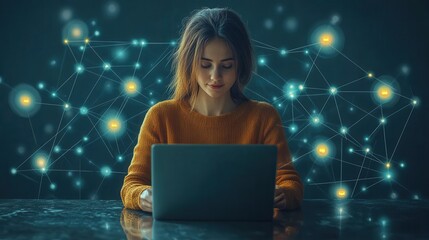 online people network sending message by laptop man using internet for communication