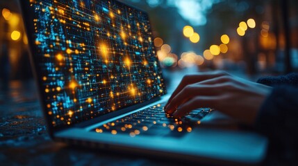 online people network sending message by laptop man using internet for communication