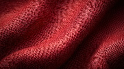 Wall Mural - rough red linen kraft paper texture slanted striped fabric textile woolen cloth close up abstract sp