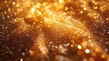 Wall Mural - shimmering gold glitter foil texture holiday celebration christmas theme luxury golden paper flakes 