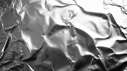 Wall Mural - shiny silver leaf aluminum foil tinfoil texture abstract metallic monochrome background