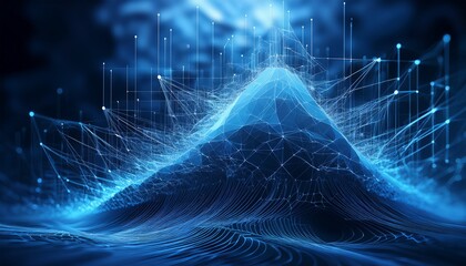 Wall Mural - Abstract 3D rendering of an AI algorithm visualized as interconnected nodes and flowing data