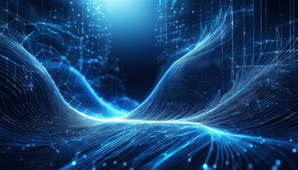 Wall Mural - Abstract 3D rendering of an AI algorithm visualized as interconnected nodes and flowing data