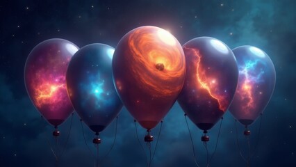 Wall Mural - Cosmic Balloons-Fantasy Space-Themed Celebration