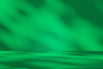 Poster - Wall interior background, studio and backdrops show products. with leaf shadow from window color green and white. background for text insertion and presentation of product	