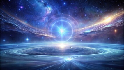 Wall Mural - celestial convergence a radiant star at the heart of a swirling cosmic nebula, encircled by ethereal