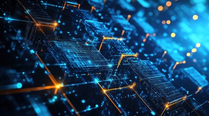 Blockchain developer creating decentralized finance platforms, office with blockchain networks and financial data systems, Blockchain Tech style