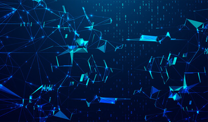 Abstract space polygonal illustration. Big data code representation. Graphic concept for your design.