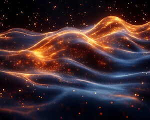 Wall Mural - abstract waves of light in dark space