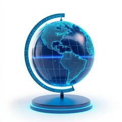 Aufkleber - Futuristic Globe with Neon Glow: Exploring Global Data and Connectivity in a Digital World