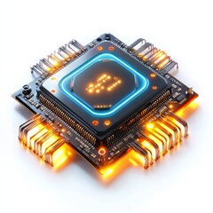 Leinwandbilder - Illuminated Microchip: A Close-Up View of a Modern CPU with Glowing Elements and Detailed Circuitry