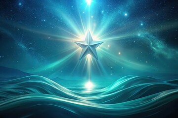 Wall Mural - Celestial Star Above Serene Aquatic Landscape A Dreamlike Vision of Tranquility and Hope