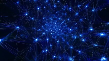 Wall Mural - abstract network of glowing blue light points and lines background