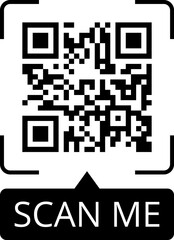 QR code frame for scanning. Scan me phone tag. Template of QR code for mobile app, payment, smartphone, pda, mobile phone. QR code Payment. Barcode, digital technology