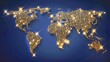 © Benjamart - Sparkling Golden Glitter World Map Global Travel and Connections Illustration