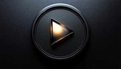Play Button, Dark Background, 3D Model