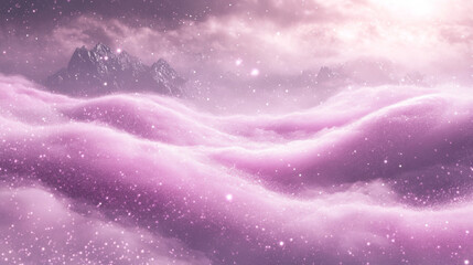 Wall Mural - vibrant pink clouds with mountains in background evoke wonder