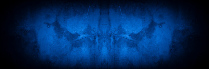 Aufkleber - Old wall pattern texture cement blue dark abstract  blue color design are light with black gradient background.