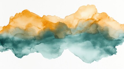 Poster - Soft pastel amber and teal jagged blotches create a calming abstract landscape for artistic expression