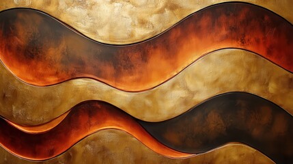 Poster - Fluid bronze gold patterns create an elegant abstract design with smooth curves and textured surface