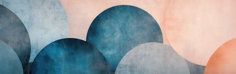 Poster - Elegant gradient pencil strokes featuring soft circles in shades of blue and peach