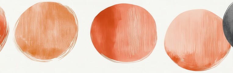Fototapete - Elegant pencil strokes create muted coral circles across a soft background for artistic inspiration and design