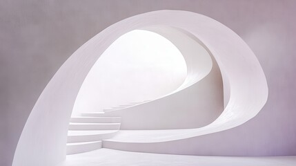 Aufkleber - Pastel lavender and mint arcs create a serene and modern stairway interior in a minimalistic space