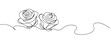 © Proongnee - Continuous line, two roses line art vector illustration with transparent background editable stroke.