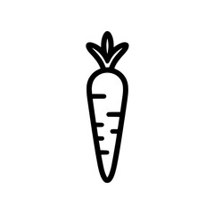 Wall Mural - isolated graphic depiction of a whole carrot with a pointed root and a leafy top the simple line dra