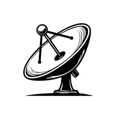 Wall Mural - monochrome illustration of a satellite dish designed for broadcast and signal reception simple bold 