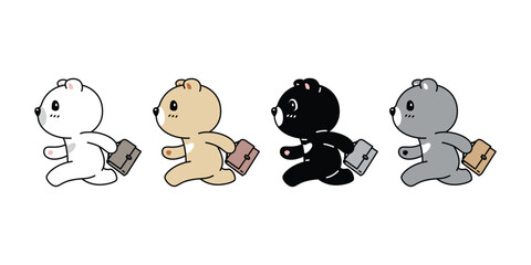Wall Mural - bear polar icon vector running walking document bag teddy pet cartoon character logo symbol illustra