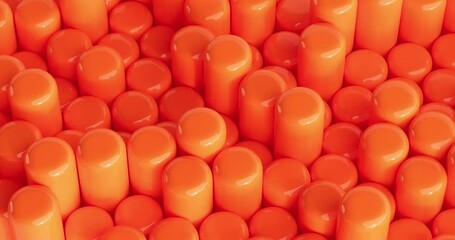 Poster - 4k Resolution Video: Moving Orange Abstract Sticks in Cartoon Style Extreme Closeup Background