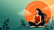 © otter2 - A digital art of a serene female figure sitting cross-legged, eyes closed, flowing dark hair