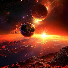 Wall Mural - the cosmic backdrop filled with vibrant flares creates a fantastic setting.
