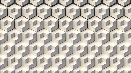 Leinwandbilder - Seamless loop animation of an abstract geometric pattern from a grid of transforming cubic shapes. Orthogonal projection. 3d rendering 4K