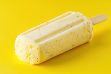 Aufkleber - Delicious yellow popsicle with specks on a bright yellow background