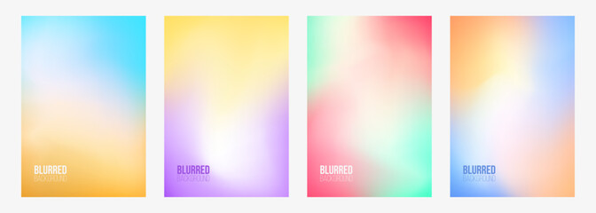 Fototapete - Blurred color abstract backgrounds. Set of soft colored gradients for creative graphic design. Vector illustration.