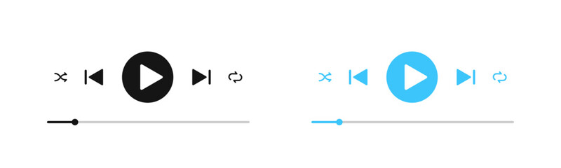 Wall Mural - Music player vector icons. Music application buttons. Player button set. Music player illystration