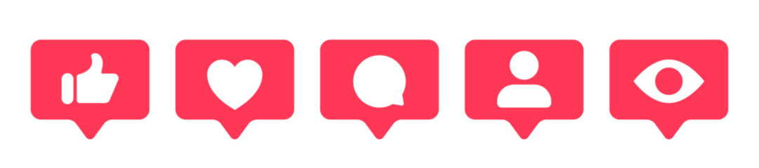 Wall Mural - social media icons. social media buttons. like, comment, share, save.